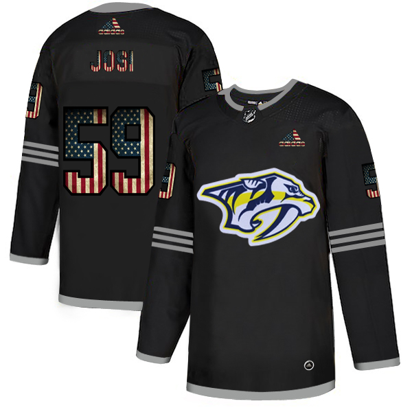 Cheap Nashville Predators 59 Roman Josi Adidas Men Black USA Flag Limited NHL Jersey